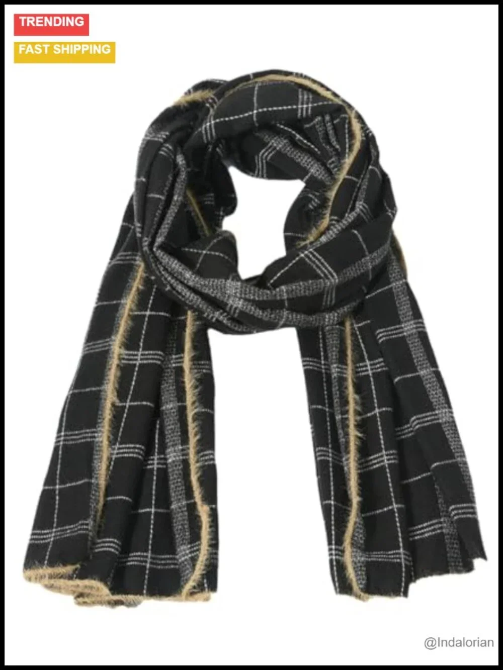 Winter Cashmere Scarf with Tassel Luxurious Warm Striped Scarf